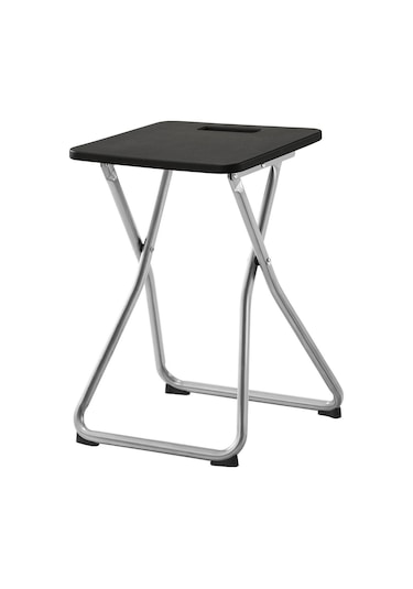 Gunde Katlanır Tabure, Siyah Renk Metal Alt Çerçeve Siyah