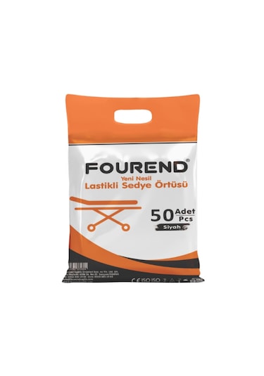 Fourend Yeni Nesil Lastikli Siyah Sedye Örtüsü 50'li Paket