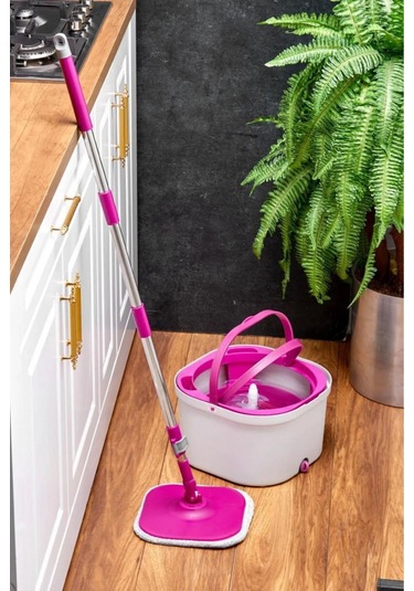 Çift Kovalı Otomatik Mop Temizlik Seti Temiz & Kirli Su Ayrışmalı, Kendini Sıkan Mikrofiber Paspas