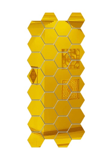 Suofeng Altıgen Çerçeveli Parlak Akrilik Ayna Duvar Sticker'ı - Salon Ve Koridor Dekoru 12 Adet