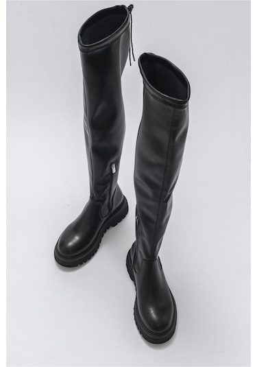 Luvishoes Chip Siyah Kadın Dizüstü Çizme Siyah