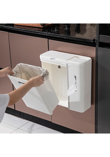 Suntek Magideal Kapaklı Asılı Çöp Kutusu Kağıt Sepeti Beyaz