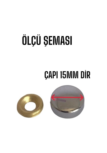 10 Adet Vida Kapatıcı Kapağı 15 Mm Metal Vida Tapası Tıpası Dekoratif Vida Gizleyici Krom