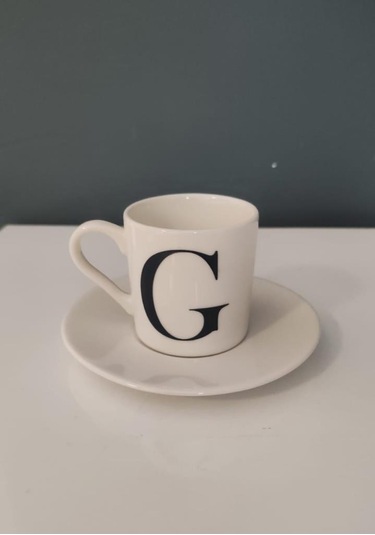 Decorıum Kum G Harfli Kahve Fincanı Beyaz