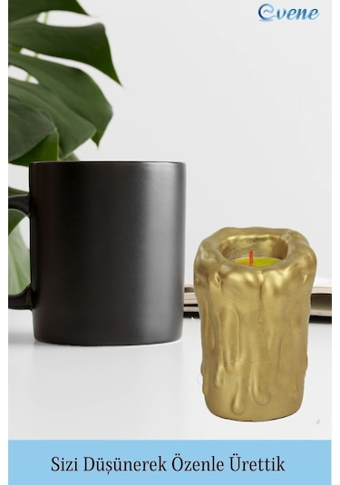 Mumluk Şamdan Tealight Mum Uyumlu Büyük Erimiş Mum Model - Altın