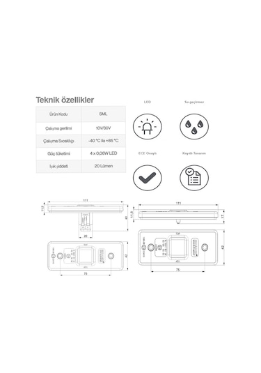 Sanel Ön Arka Yan 4 Led Lamba Beyaz 10v 30v Sml01w