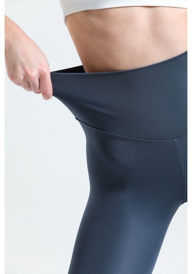 Caramel Yüksek Bel Toparlayıcı Dalgıç Kumaş Spor Günlük Tayt Antrasit