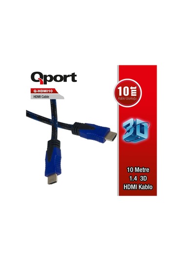QPORT Q-HDMI10 HDMI KABLO 10MT Ver1.4 ALTIN UÇLU 3D