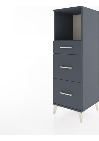 Hyperion Dolap Tek Raflı 3 Çekmeceli 44x44x134 Antrasit-antrasit Antrasit