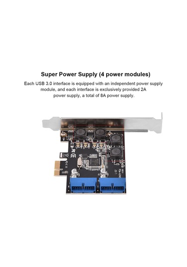 Shineyee Pcı-e X1'den Usb 3.0'a Çevirici Kart - 2 Adet 19/20pin Arayüz, 4 Bağımsız Sigorta, 4 Katı Kondansatör, 8a Toplam Güç, 5gbps Transfer Hızı