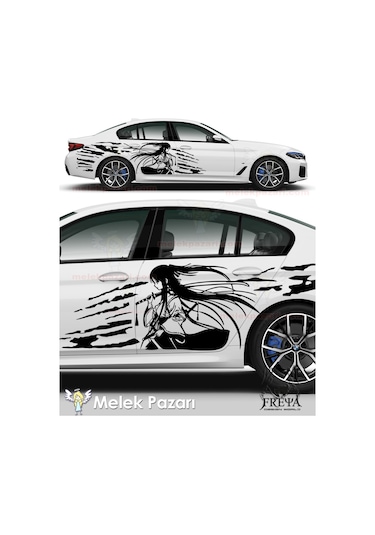 240X60cm-Samuray Kız Yan Kapı Oto Sticker, Samurai Girl Arka