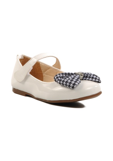 Aspor Beyaz Rugan Kız Çocuk Fiyonk Kurdeleli Babet Çok Renkli