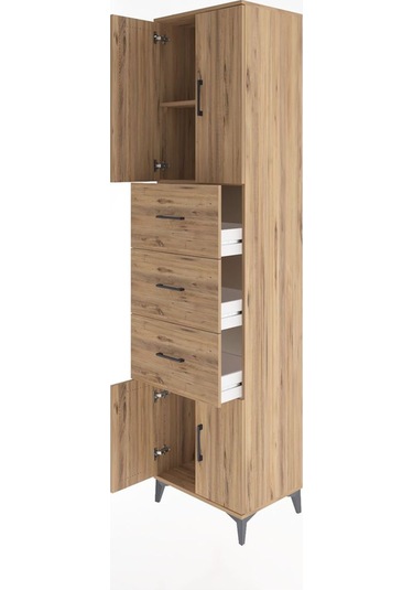 Hyperion Dolap 2 Raflı 3 Çekmeceli 4 Kapaklı 60x44x243 Çam-çam Çam