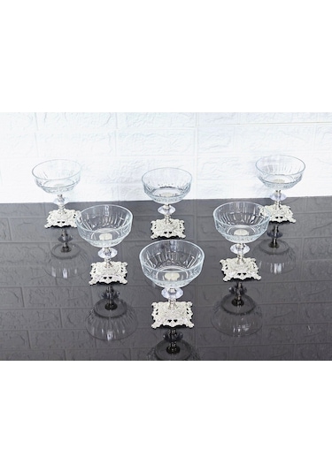 Paşabahçe Serisi Echo Kase & Magnolıa Kase & Dondurmalık & Şekerlik Kare Gümüş Döküm Ayaklı Naturel