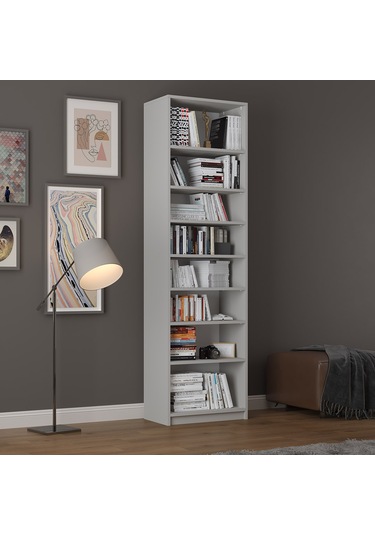 Asra Trend %100 Mdflam Kül Gri Kitaplık K 03