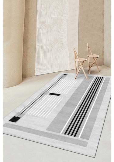 West Home Makinede Yıkanabilir Kaymaz Taban Leke Tutmaz Gri Modern Salon Halısı Mutfak Halısı Ve Yolluk Wh602 Grey