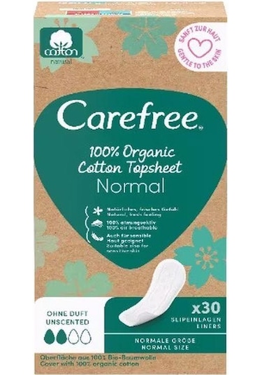 Carefree Organic Cotton Topsheet Normal Günlük Ped 30'lu