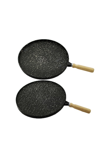 Çift Taraflı Döküm Granit Bazlama - Gözleme Tavası 36cm Çok Renkli