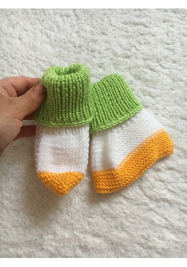 Renkli Bebek Örgü Çorap Çok Renkli