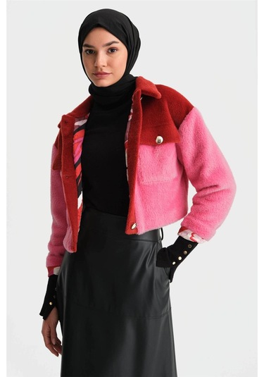 Blok Renkli Ceket 24k5600 Kırmızı-kırmızı Kırmızı
