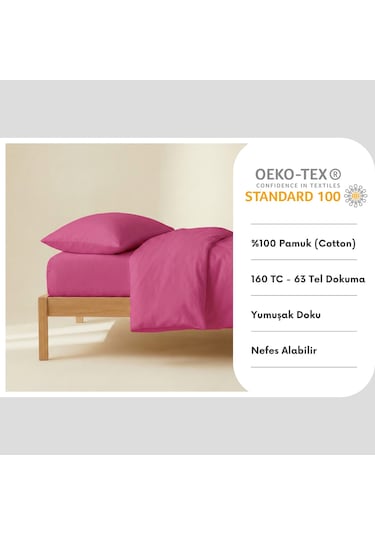 Prime Sleeks %100 Pamuk Yastık Kılıfı 2 Adet - Fuşya - 50x70cm Fuşya
