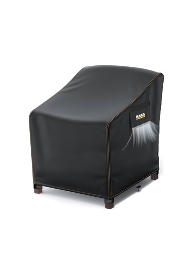 Haegs Tek Kişilik Bahçe Koltuk Örtüsü, Koruma Kılıfı, Su Geçirmez Açık Hava Bahçe Mobilya Kılıfları, Dış Mekan Sandalye Kılıfı Örtü Branda, Ağır Hizmet Tipi, 75-75-90cm - Siyah