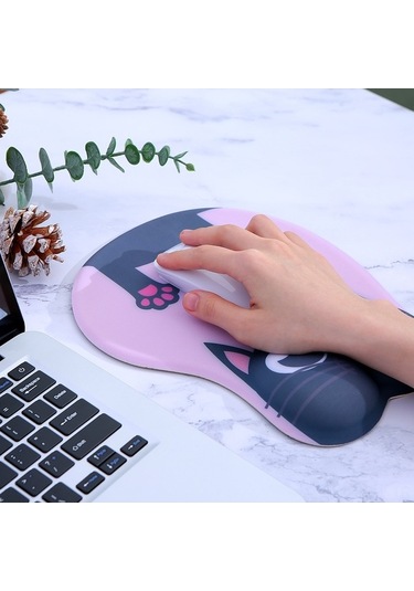 Besthome1 Kedi Desenli Silikon Fare Pedini, Cildeli Tutucu, Kolay Kaydırma Ve Doğru Konum