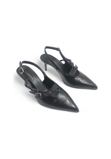 Claus Siyah Sivri Burun Stiletto Topuklu Ayakkabı Siyah