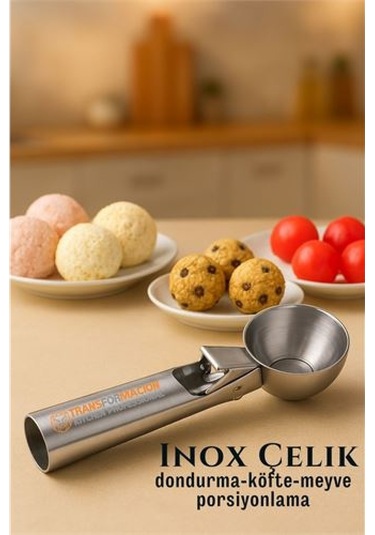 Inox 5 Cm Dondurma Kaşığı - Karpuz Kurabiye Köfte Helva Porsiyonlama