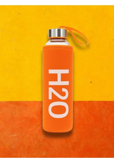 H2o Kılıflı Cam Matara 500 Ml Turuncu