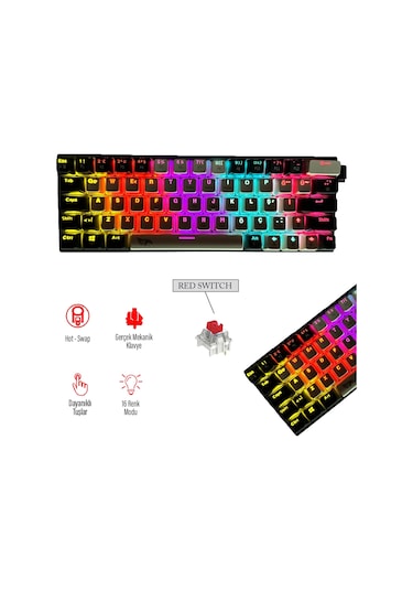Gameagle Neopulse MK-63X1BAR Kırmızı Switch Mekanik Oyuncu Klavye