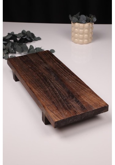 Bambum Pavlonya Classic Dark Ahşap Sunum Ve Servis Seti Dikdörtgen Servis Tabakları Ahşap