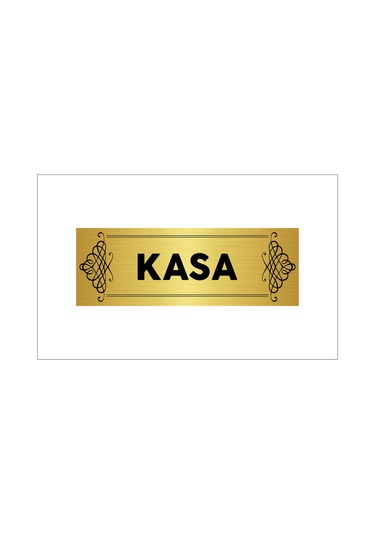 Kasa Yazılı Gold Renk Metal Etiket