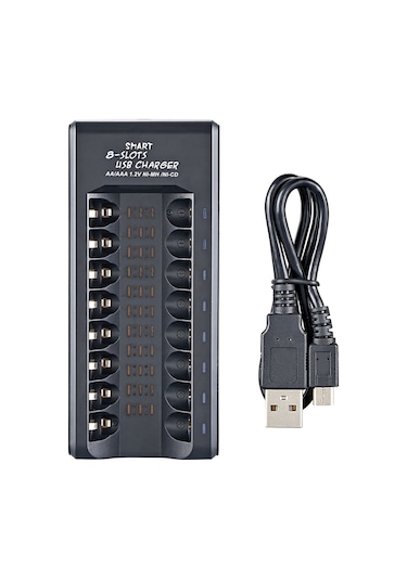 Yunboo 8 Yuvalı Akıllı Şarj Cihazı - Aa/aaa Ni-mh Pil Şarjı, Usb Güçlü, Otomatik Durdurma
