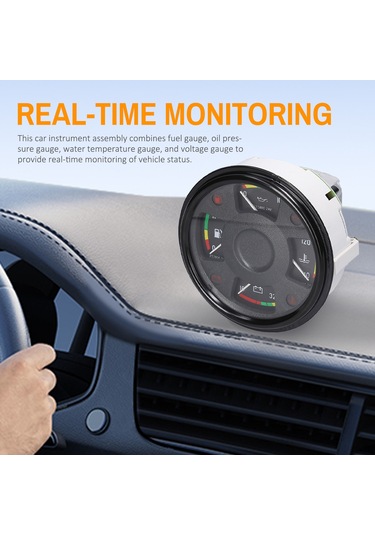 Yifomall 4 Fonksiyonlu Araç Gösterge Paneli - Yakıt, Yağ Basıncı, Su Sıcaklığı Ve Voltmetre İle Gerçek Zamanlı Takip