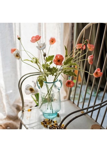 Yapay Çiçek Gelincik Çiçeği Pembe Renk 3 Çiçek 1 Tomurcuk 59cm