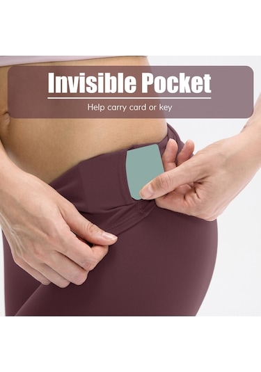 Fortunelane Kadınlar İçin Yüksek Bel Gergin Quick-dry Yoga Taytları, Hızlı Cüzdanlı, Spor Ve Koşu İçin Mor Mor