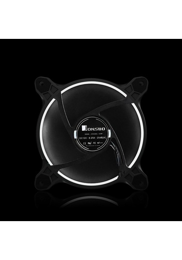 Jeehugo Jonsbo Eclipse Plus Beyaz 12cm Kasa Fanı, Led Işıklı, Hidrolik Rulman, 3pin+4pin Bağlantı, 1500rpm, 38.5cfm, 24db Siyah - Beyaz