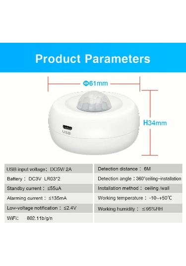 Tuya WiFi PIR hareket sensörü kablosuz kızılötesi dedektör