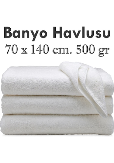 Beyaz Banyo Havlusu 70X140Cm. 500 Gram