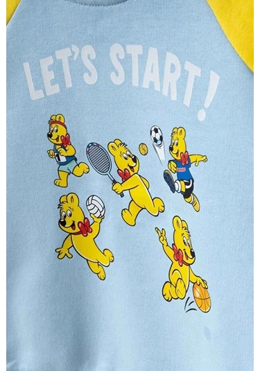 Unisex Çocuk Reglan Kollu Baskılı Sweatshirt - Sarı Sari