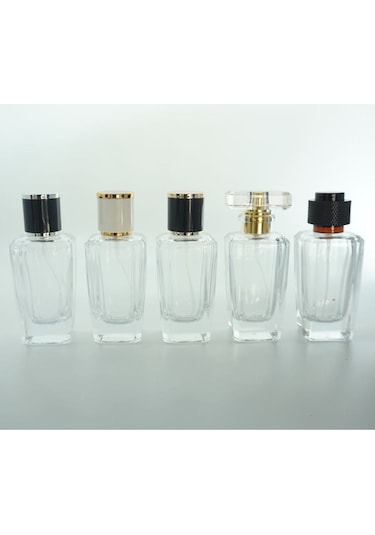 Parfüm Şişesi 50 Ml 5 Adet Konik Prizma Kolay Kapama Boş Şişe