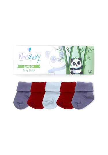 Novibaby 5'li Bambu Yenidoğan Bebek Çorabı I Windy I 0-6 ay "Karışık Renkli"