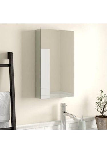 Makbulce Tek Kapakli Lavobo Üstü Aynalı Banyo Dolabı Beyaz