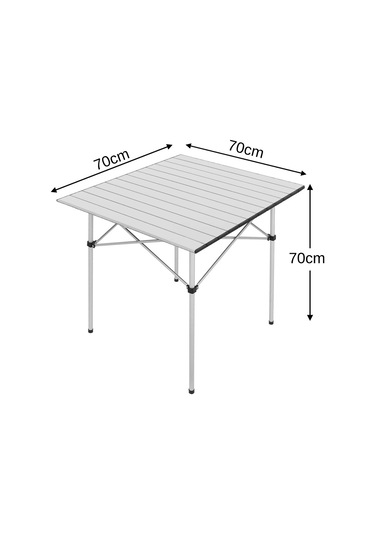Yek Outdoor Portatif Alüminyum Katlanır Kare Kamp Masası 70x70x70 Gri Gri