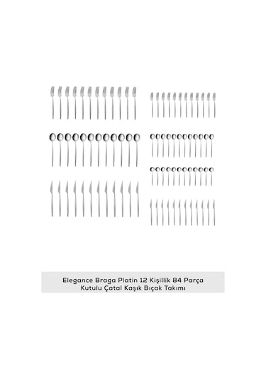 Karaca  Elegance Braga Platin 12 Kişilik 84 Parça Çatal Kaşık Bıçak Takımı