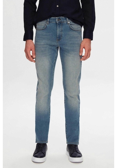 Ds Damat Slim Fit Mavi Düz Jean Kot Beş Cepli Likralı Yıkamalı Denim Pantolon 6HCJ3ORT00102 Mavi