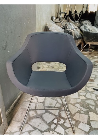 Bintaşmobilya Viva Antrasit Gri Deri Ofis Bekleme Koltuğu