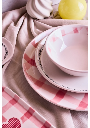 Hearts 8 Parça 2 Kişilik Yemek Takımı Cokrenklı Desenli