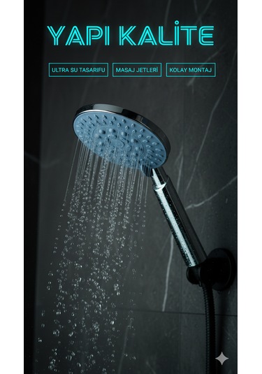 3 Fonksiyonlu Alyans Renk Duş Başlığı Kaliteli Ve Dayanıklı Krom
